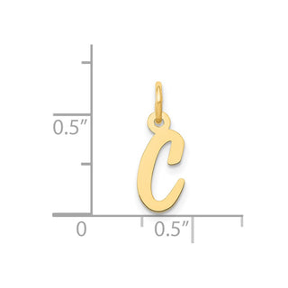 14k Yellow Gold Small Script Initial C Charm