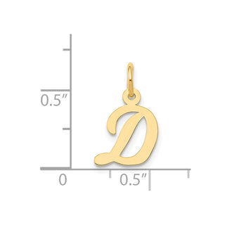 14k Yellow Gold Small Script Initial D Charm
