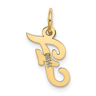 14k Yellow Gold Small Script Initial F Charm