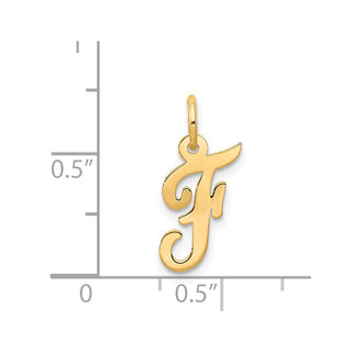 14k Yellow Gold Small Script Initial F Charm
