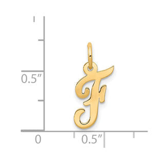 14k Yellow Gold Small Script Initial F Charm