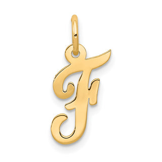 14k Yellow Gold Small Script Initial F Charm