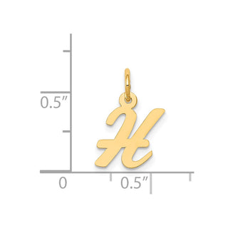 14k Yellow Gold Small Script Initial H Charm