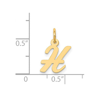 14k Yellow Gold Small Script Initial H Charm