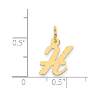 14k Yellow Gold Small Script Initial H Charm