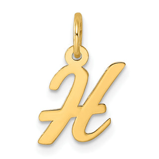 14k Yellow Gold Small Script Initial H Charm
