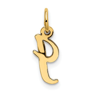 14k Yellow Gold Small Script Initial I Charm