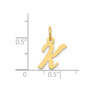 14k Yellow Gold Small Script Initial K Charm