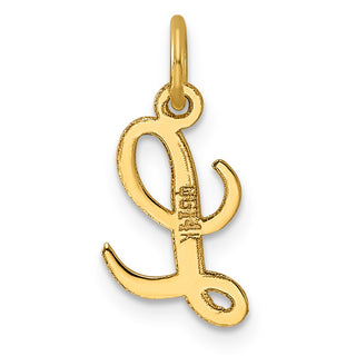 14k Yellow Gold Small Script Initial L Charm