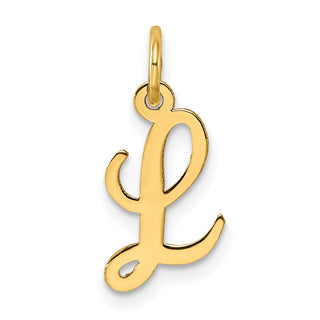 14k Yellow Gold Small Script Initial L Charm
