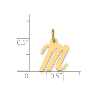 14k Yellow Gold Small Script Initial M Charm