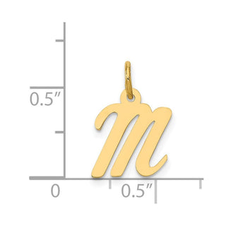 14k Yellow Gold Small Script Initial M Charm