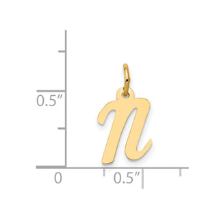 14k Yellow Gold Small Script Initial N Charm