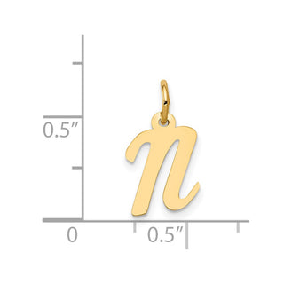 14k Yellow Gold Small Script Initial N Charm