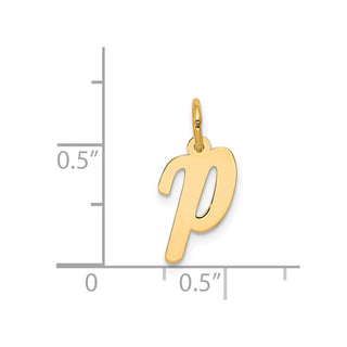 14k Yellow Gold Small Script Initial P Charm
