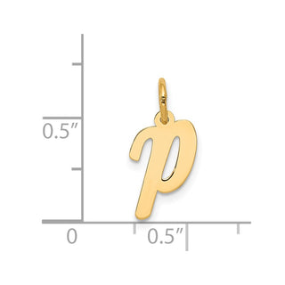 14k Yellow Gold Small Script Initial P Charm