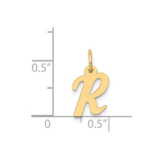 14k Yellow Gold Small Script Initial R Charm