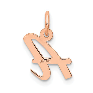 14k Rose Gold Small Script Letter A Initial Charm