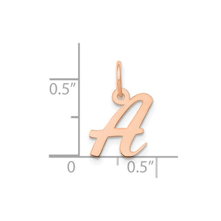 14k Rose Gold Small Script Letter A Initial Charm