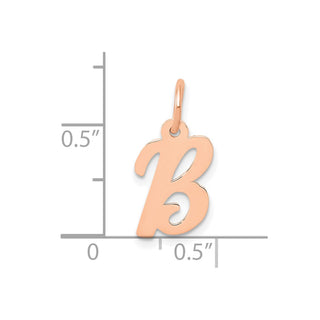 14k Rose Gold Small Script Letter B Initial Charm