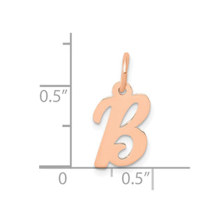14k Rose Gold Small Script Letter B Initial Charm