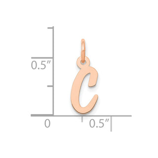 14k Rose Gold Small Script Letter C Initial Charm