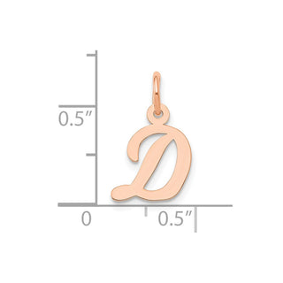 14k Rose Gold Small Script Letter D Initial Charm