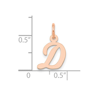 14k Rose Gold Small Script Letter D Initial Charm