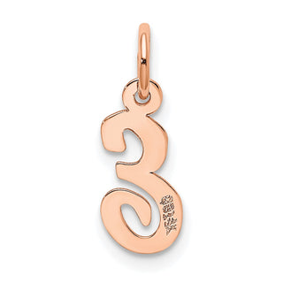 14k Rose Gold Small Script Letter E Initial Charm