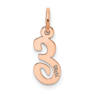 14k Rose Gold Small Script Letter E Initial Charm