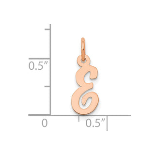 14k Rose Gold Small Script Letter E Initial Charm