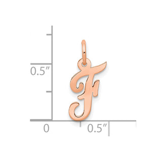 14k Rose Gold Small Script Letter F Initial Charm