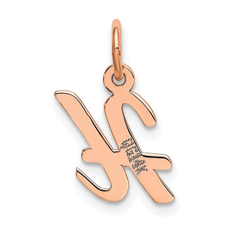 14k Rose Gold Small Script Letter H Initial Charm
