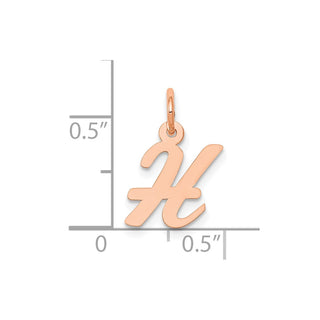 14k Rose Gold Small Script Letter H Initial Charm