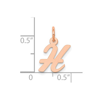 14k Rose Gold Small Script Letter H Initial Charm