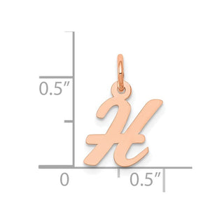 14k Rose Gold Small Script Letter H Initial Charm