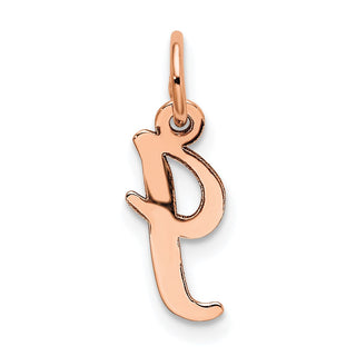 14k Rose Gold Small Script Letter I Initial Charm