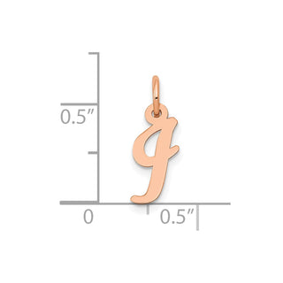 14k Rose Gold Small Script Letter I Initial Charm