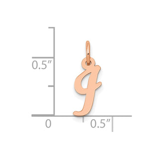 14k Rose Gold Small Script Letter I Initial Charm