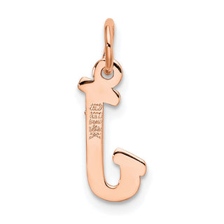 14k Rose Gold Small Script Letter J Initial Charm