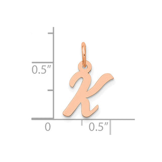 14k Rose Gold Small Script Letter K Initial Charm