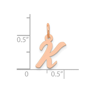 14k Rose Gold Small Script Letter K Initial Charm