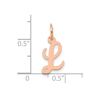14k Rose Gold Small Script Letter L Initial Charm