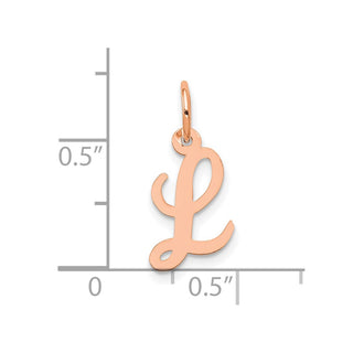 14k Rose Gold Small Script Letter L Initial Charm