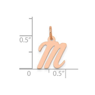 14k Rose Gold Small Script Letter M Initial Charm