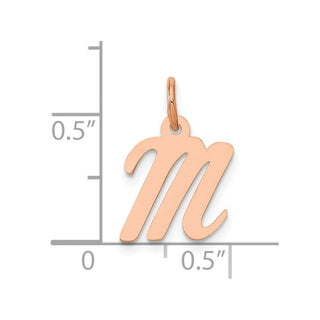 14k Rose Gold Small Script Letter M Initial Charm
