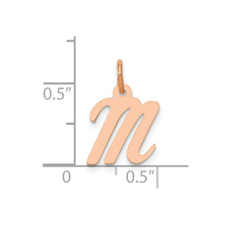 14k Rose Gold Small Script Letter M Initial Charm
