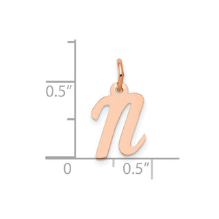 14k Rose Gold Small Script Letter N Initial Charm