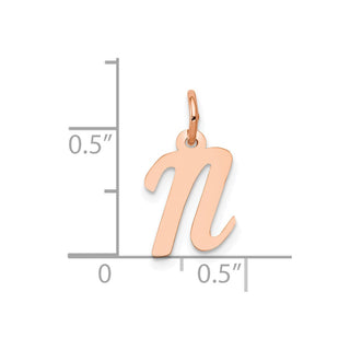 14k Rose Gold Small Script Letter N Initial Charm