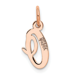 14k Rose Gold Small Script Letter O Initial Charm